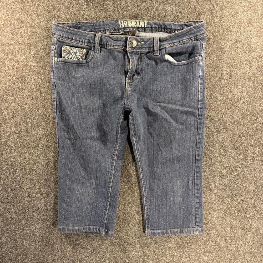 Hydrant Women Capri Jort Jeans Size 10 Blue Cropped Denim Y2K Streetwear Skate